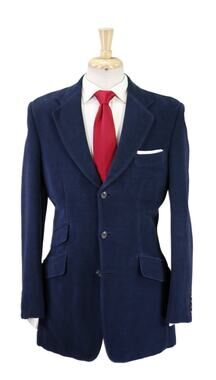 Richard James Navy Blue Velvet Terry 3-Btn Cotton Suit 38R
